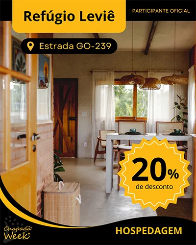 Refúgio Leviê na área rural da GO-239 com 20% de desconto no Chapada Week 2025