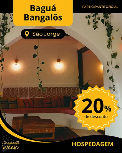 Baguá Bangalos está com promoção em dia de semana no Chapada Week 2025