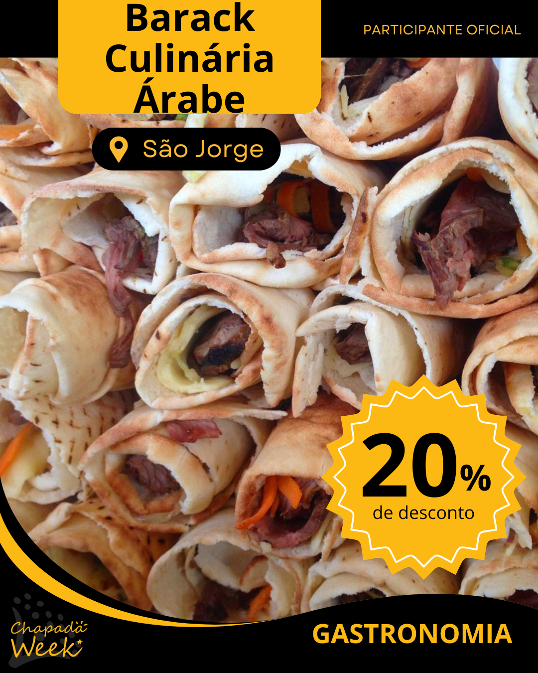 Chapada Week dá oportunidade para vários empresários apresentarem seus negócios. Conheça o Shawarma do Barack Clunária Árabe de São Jorge