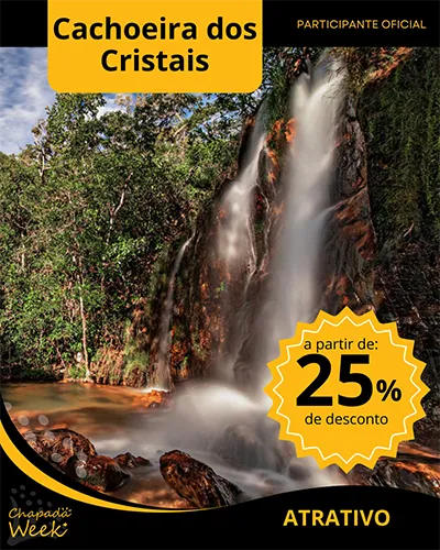Cachoeira dos Cristais oferece 25% de desconto durante o Chapada Week 2025