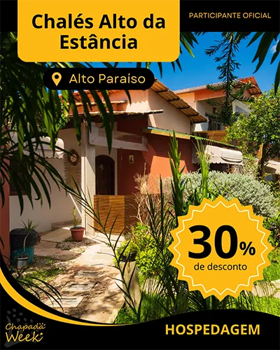 Chalés Alto da Estância, em Alto Paraíso, com 30% de desconto no Chapada Week 2025