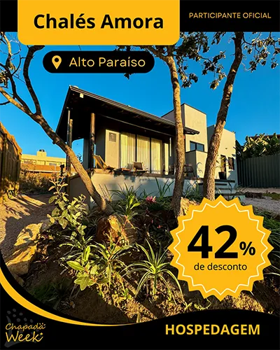 Chalés Amora, em Alto Paraíso, está com 42% de desconto no Chapada Week 2025