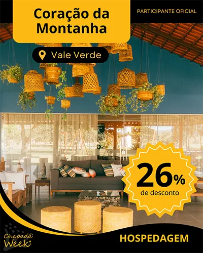 Hospedaria Coração da Montanha, no Vale Verde, com 26% de desconto no Chapada Week 2025