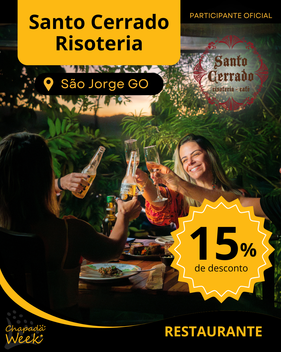 Risoteria Santo Cerrado, em São Jorge, está com 15% de desconto no Chapada Week 2025