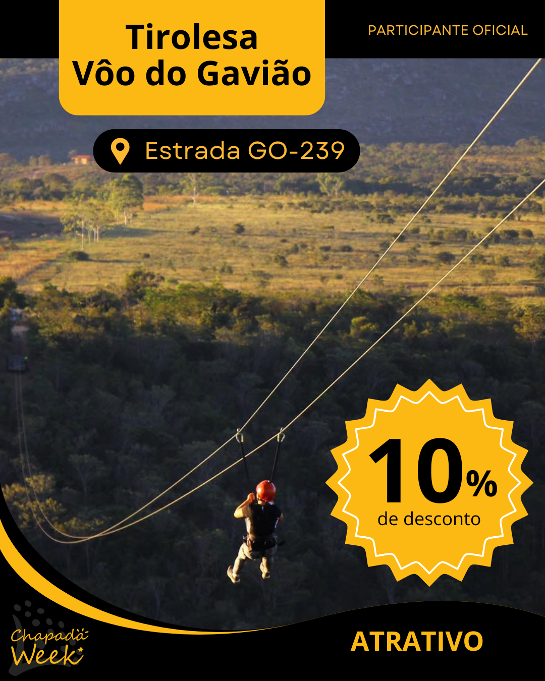 Venha se divertir na Tirolesa do Gavião na Chapada dos Veadeiros