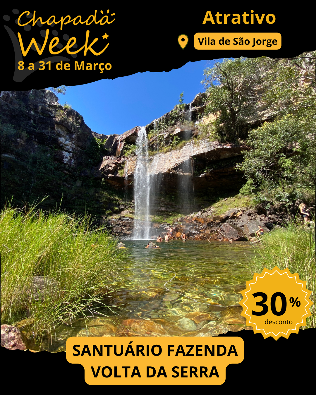 Uma das melhores cachoeiras de Alto Paraíso tem 30% de desconto no Chapada Week
