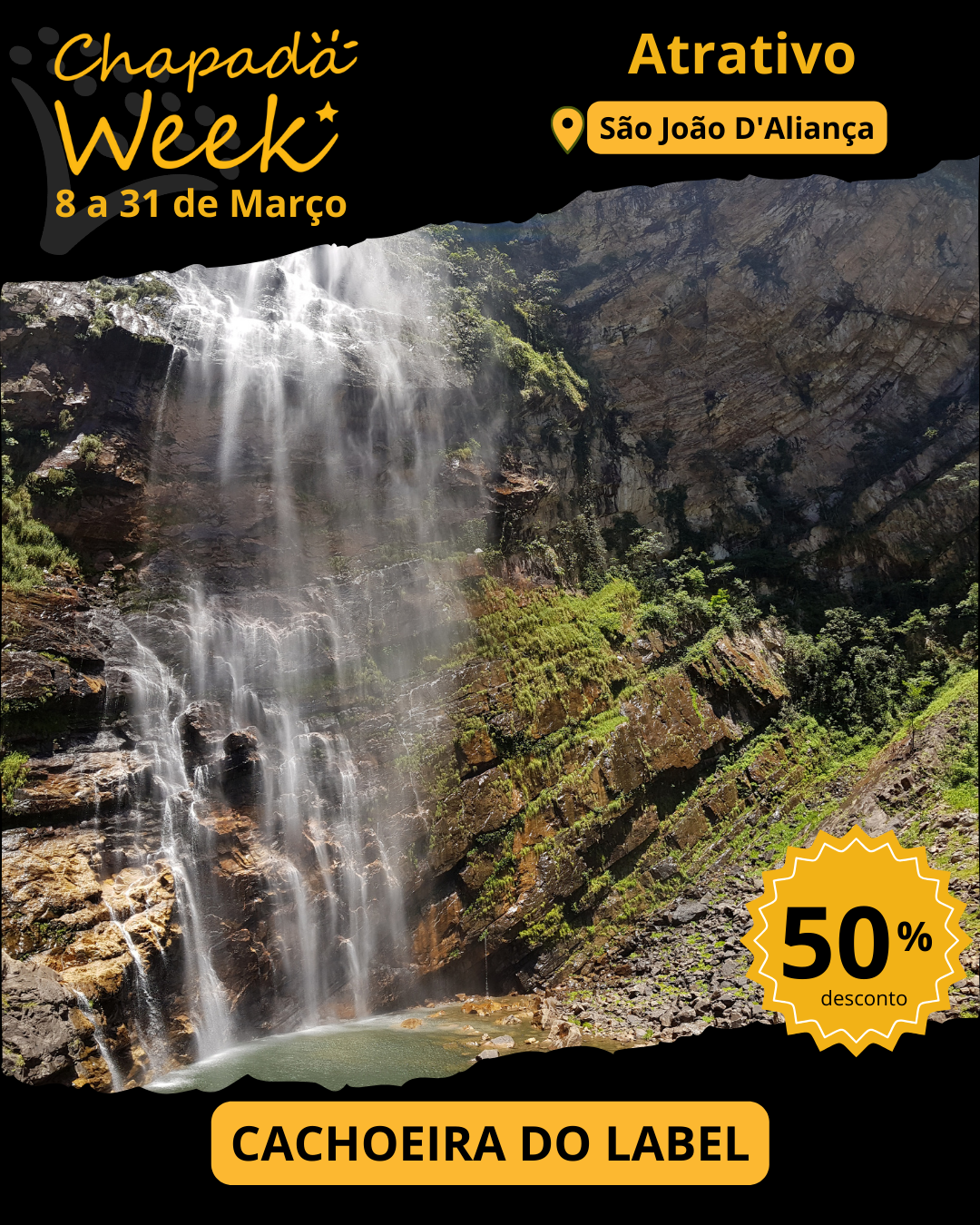 A Maior Cachoeira da Chapada dos Veadeiros é a Cachoeira do Label