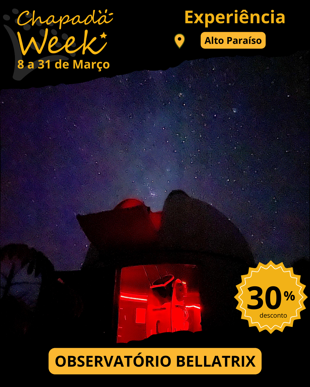 Viva a experiência de apreciar o céu mais bonito do Brasil.