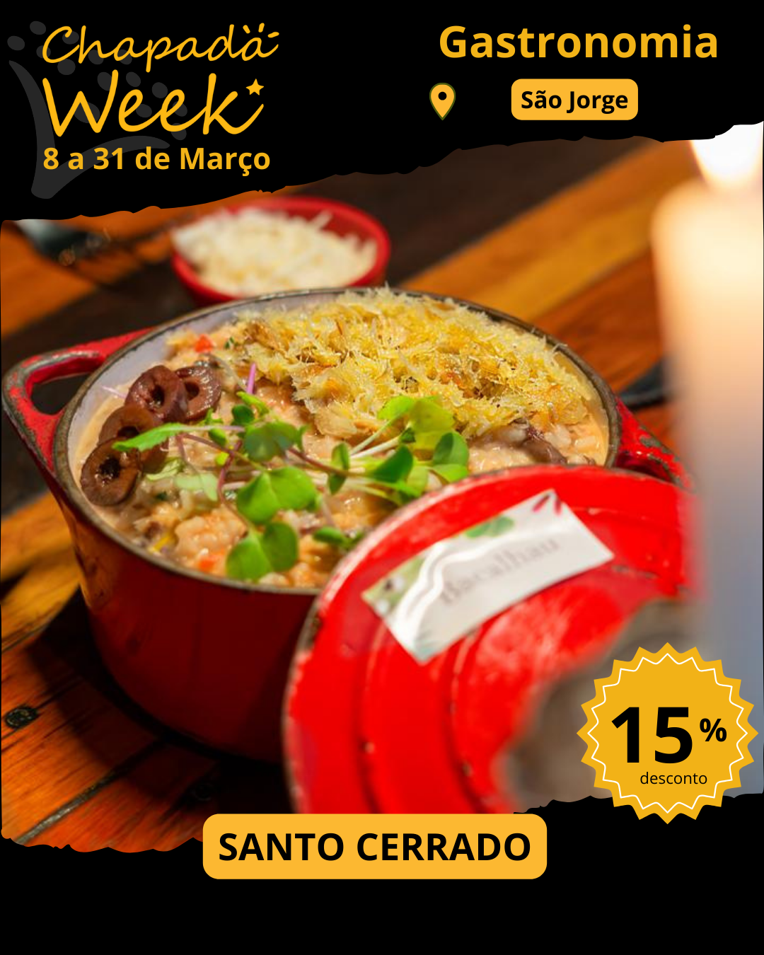 O melhor restaurante da Chapada tem descontos incríveis durante o mês de Março. Conheça o Santo Cerrado Risoteria