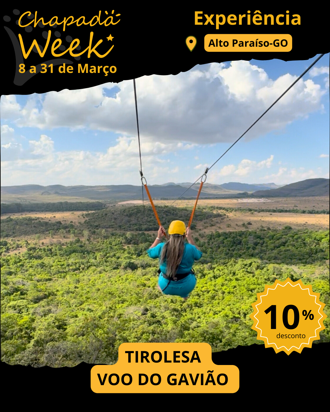 Venha se aventurar nos ares da Chapada dos Veadeiros com a Tirolesa que fica na Fazenda São Bento